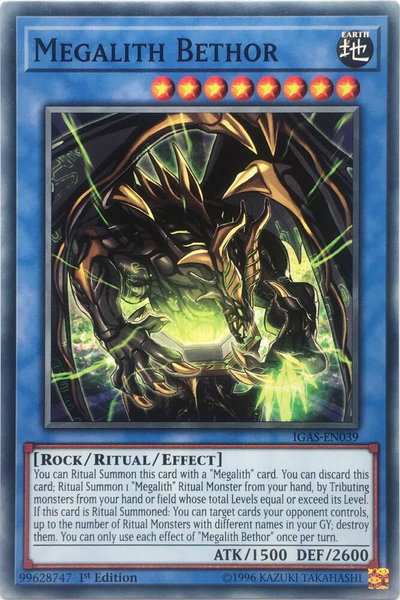 Megalith Bethor trading card from Ignition Assault Megalith Bethor - Ignition Assault YuGiOh trading card