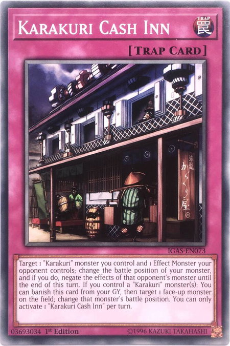 Karakuri Cash Inn trading card from Ignition Assault Karakuri Cash Inn - Ignition Assault YuGiOh trading card