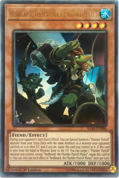 Redbeard, the Plunder Patroll Matey trading card from Ignition Assault Redbeard, the Plunder Patroll Matey - Ignition Assault YuGiOh trading card