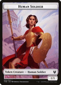 Human Soldier // Spider Double-Sided Token - Theros Beyond Death (THB) #2 // 10 - Token Magic: The Gathering Trading Card