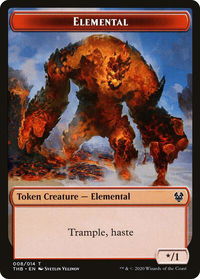 Elemental // Satyr Double-Sided Token - Theros Beyond Death (THB) #8 // 9 - Token Magic: The Gathering Trading Card
