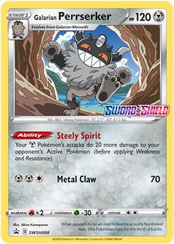 Galarian Perrserker - SWSH008 (Prerelease) - SWSH: Sword & Shield Promo Cards Pokémon trading card