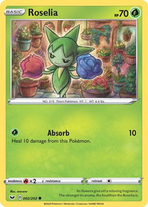 Roselia (002) - SWSH01: Sword & Shield Base Set (SWSH01) #002/202 - Common Pokémon Trading Card