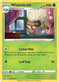 Whimsicott - SWSH01: Sword & Shield Base Set (SWSH01) #006/202 - Rare Pokémon Trading Card