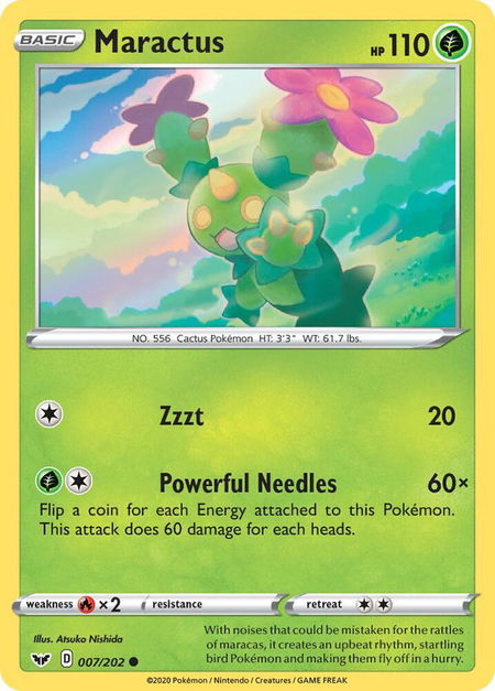Maractus trading card from SWSH01: Sword & Shield Base Set Maractus - SWSH01: Sword & Shield Base Set Pokémon trading card