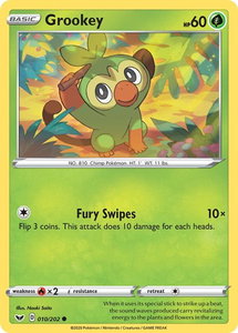 Grookey (010) - SWSH01: Sword & Shield Base Set (SWSH01) #010/202 - Common Pokémon Trading Card