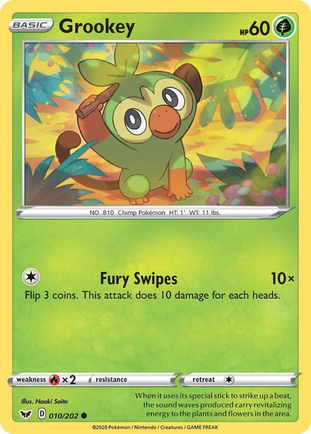 Grookey (010) - SWSH01: Sword & Shield Base Set Pokémon trading card