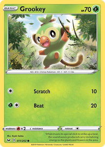 Grookey (011) - SWSH01: Sword & Shield Base Set (SWSH01) #011/202 - Common Pokémon Trading Card