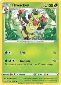 Thwackey (013) - SWSH01: Sword & Shield Base Set (SWSH01) #013/202 - Uncommon Pokémon Trading Card