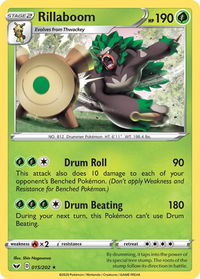 Rillaboom (015) - SWSH01: Sword & Shield Base Set (SWSH01) #015/202 - Rare Pokémon Trading Card