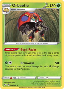 Orbeetle - SWSH01: Sword & Shield Base Set (SWSH01) #019/202 - Rare Pokémon Trading Card