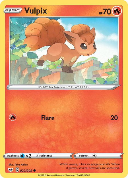 Vulpix trading card from SWSH01: Sword & Shield Base Set Vulpix - SWSH01: Sword & Shield Base Set Pokémon trading card