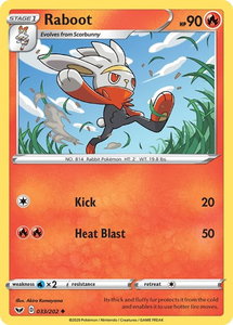 Raboot (033) - SWSH01: Sword & Shield Base Set (SWSH01) #033/202 - Uncommon Pokémon Trading Card