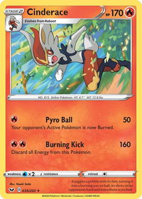 Cinderace (035) - SWSH01: Sword & Shield Base Set (SWSH01) #035/202 - Holo Rare Pokémon Trading Card