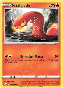 Sizzlipede (038) - SWSH01: Sword & Shield Base Set (SWSH01) #038/202 - Common Pokémon Trading Card