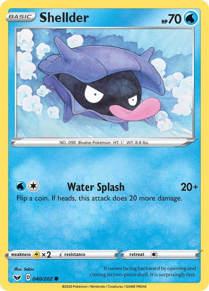 Shellder trading card from SWSH01: Sword & Shield Base Set Shellder - SWSH01: Sword & Shield Base Set Pokémon trading card