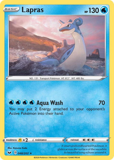 Lapras trading card from SWSH01: Sword & Shield Base Set Lapras - SWSH01: Sword & Shield Base Set Pokémon trading card