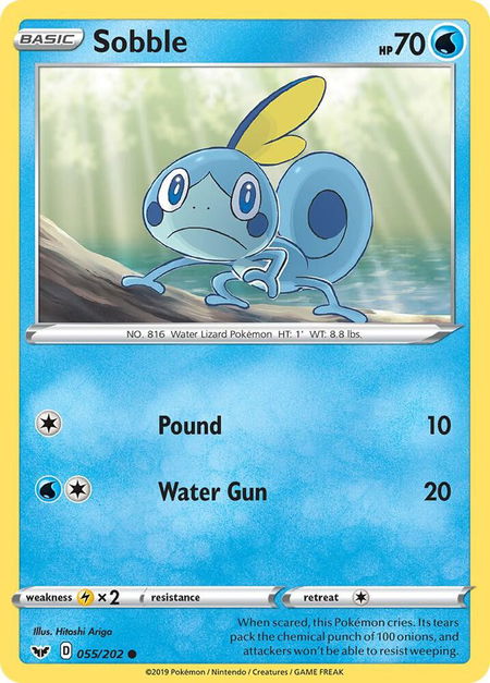 Sobble (055) trading card from SWSH01: Sword & Shield Base Set Sobble (055) - SWSH01: Sword & Shield Base Set Pokémon trading card