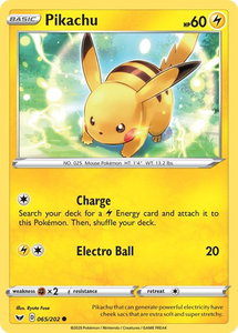 Pikachu - SWSH01: Sword & Shield Base Set (SWSH01) #065/202 - Common Pokémon Trading Card