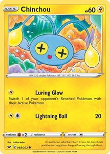 Chinchou (068) - SWSH01: Sword & Shield Base Set (SWSH01) #068/202 - Common Pokémon Trading Card