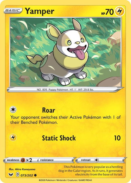 Yamper (073) - SWSH01: Sword & Shield Base Set Pokémon trading card