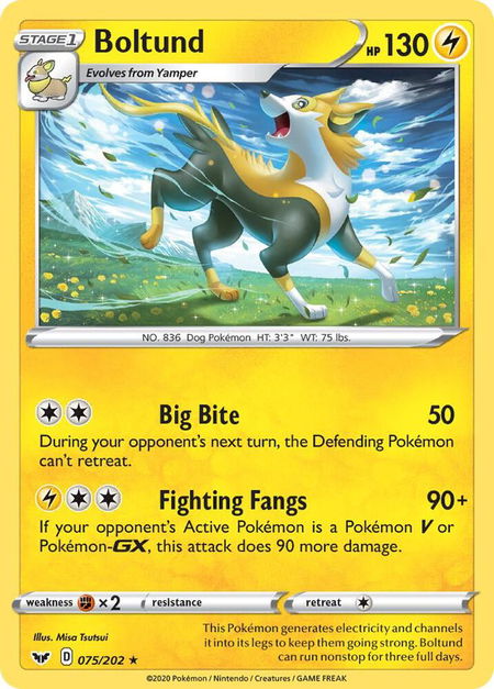 Boltund (075) - SWSH01: Sword & Shield Base Set Pokémon trading card
