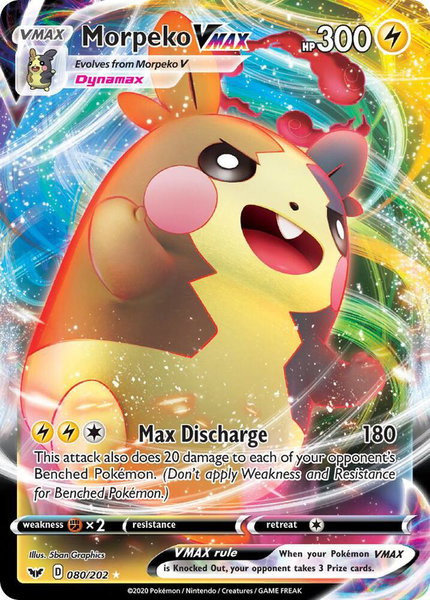 Morpeko VMAX trading card from SWSH01: Sword & Shield Base Set Morpeko VMAX - SWSH01: Sword & Shield Base Set Pokémon trading card