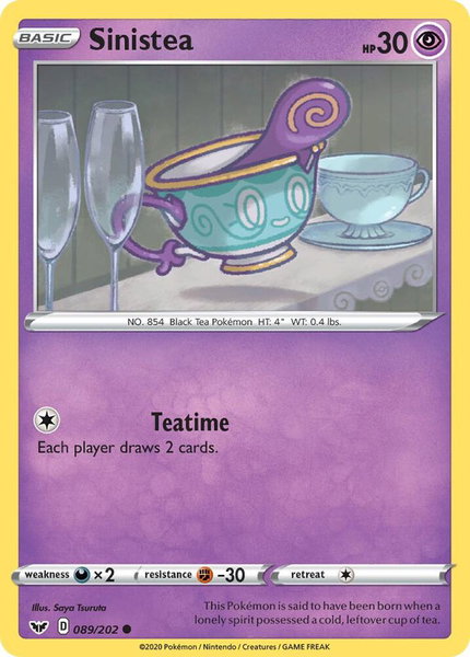 Sinistea trading card from SWSH01: Sword & Shield Base Set Sinistea - SWSH01: Sword & Shield Base Set Pokémon trading card