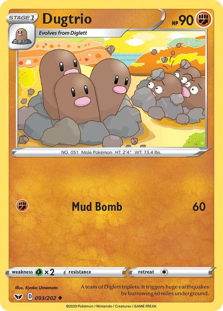 Dugtrio - SWSH01: Sword & Shield Base Set Pokémon trading card
