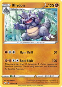 Rhydon - SWSH01: Sword & Shield Base Set (SWSH01) #098/202 - Uncommon Pokémon Trading Card