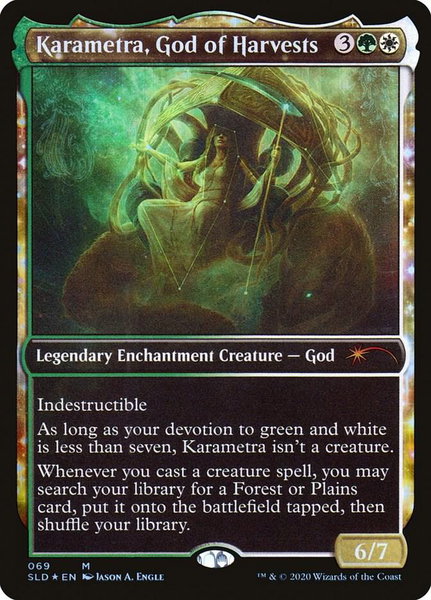 Karametra, God of Harvests trading card from Secret Lair Drop Series Karametra, God of Harvests - Secret Lair Drop Series Magic: The Gathering trading card