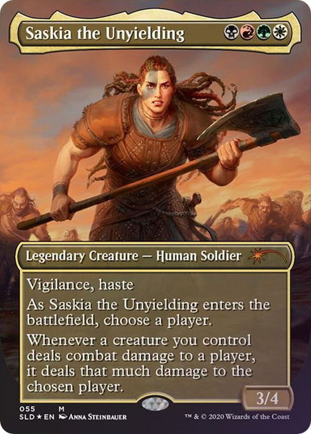 Saskia the Unyielding trading card from Secret Lair Drop Series Saskia the Unyielding - Secret Lair Drop Series Magic: The Gathering trading card