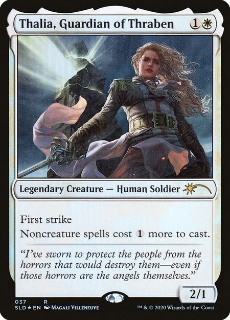Thalia, Guardian of Thraben trading card from Secret Lair Drop Series Thalia, Guardian of Thraben - Secret Lair Drop Series Magic: The Gathering trading card