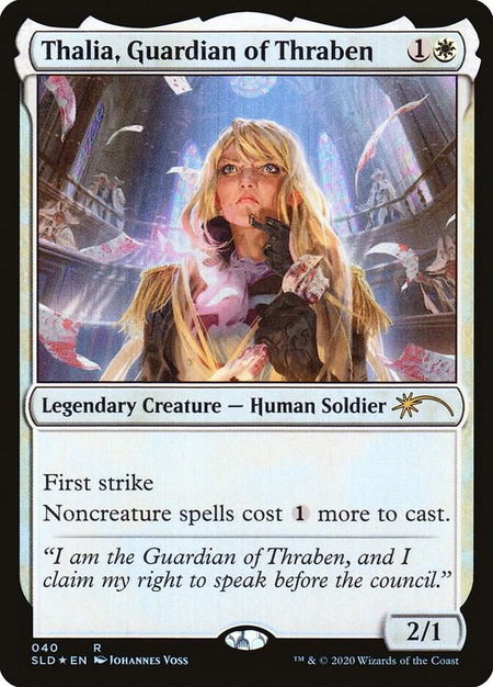 Thalia, Guardian of Thraben (040) trading card from Secret Lair Drop Series Thalia, Guardian of Thraben (040) - Secret Lair Drop Series Magic: The Gathering trading card