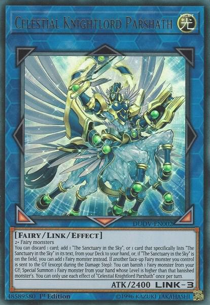 Celestial Knightlord Parshath trading card from Duel Overload Celestial Knightlord Parshath - Duel Overload YuGiOh trading card
