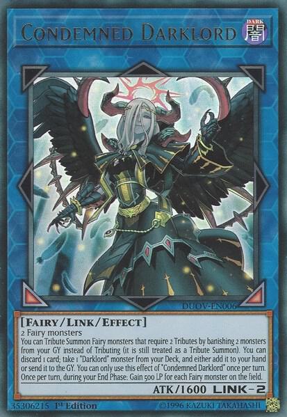 Condemned Darklord trading card from Duel Overload Condemned Darklord - Duel Overload YuGiOh trading card