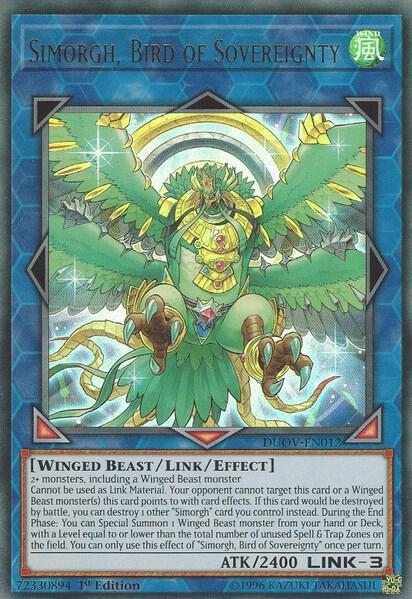 Simorgh, Bird of Sovereignty - Duel Overload YuGiOh trading card