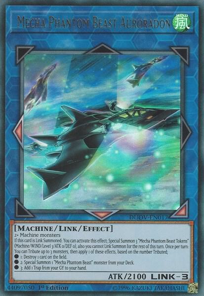 Mecha Phantom Beast Auroradon trading card from Duel Overload Mecha Phantom Beast Auroradon - Duel Overload YuGiOh trading card