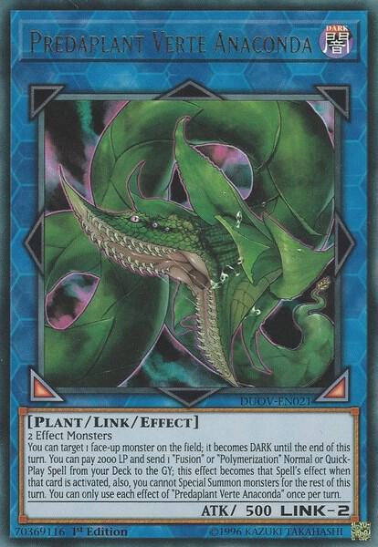 Predaplant Verte Anaconda trading card from Duel Overload Predaplant Verte Anaconda - Duel Overload YuGiOh trading card