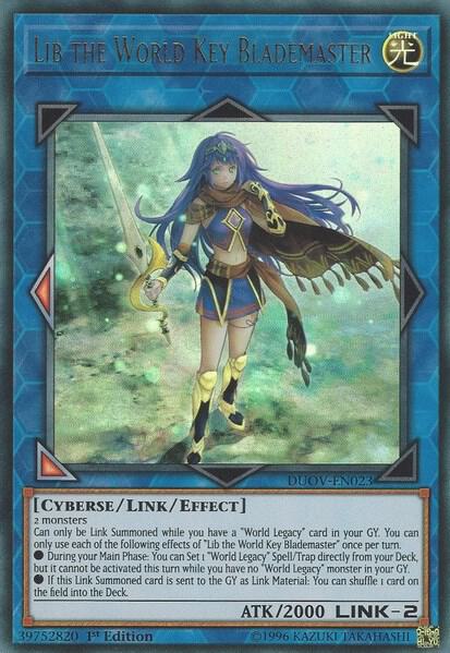 Lib the World Key Blademaster trading card from Duel Overload Lib the World Key Blademaster - Duel Overload YuGiOh trading card