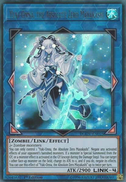 Yuki-Onna, the Absolute Zero Mayakashi trading card from Duel Overload Yuki-Onna, the Absolute Zero Mayakashi - Duel Overload YuGiOh trading card