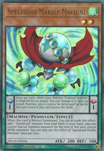Speedroid Marble Machine trading card from Duel Overload Speedroid Marble Machine - Duel Overload YuGiOh trading card