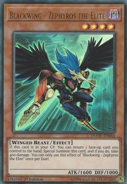 Blackwing - Zephyros the Elite trading card from Duel Overload Blackwing - Zephyros the Elite - Duel Overload YuGiOh trading card