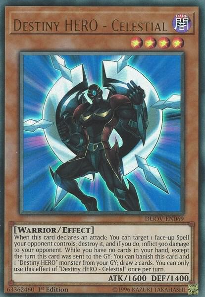 Destiny HERO - Celestial trading card from Duel Overload Destiny HERO - Celestial - Duel Overload YuGiOh trading card