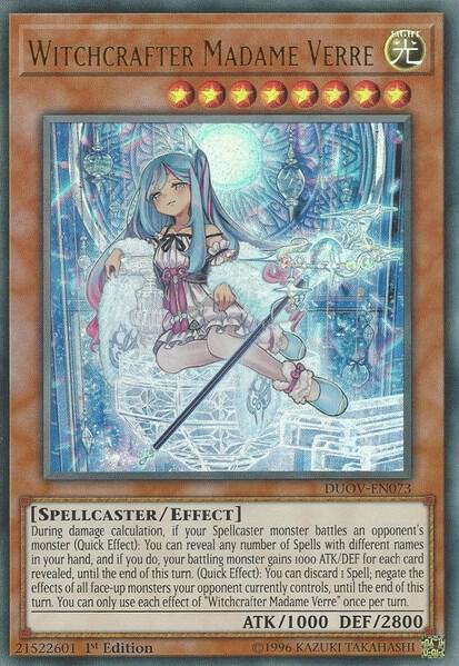 Witchcrafter Madame Verre trading card from Duel Overload Witchcrafter Madame Verre - Duel Overload YuGiOh trading card
