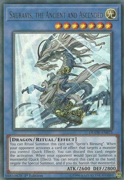 Sauravis, the Ancient and Ascended trading card from Duel Overload Sauravis, the Ancient and Ascended - Duel Overload YuGiOh trading card