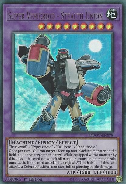 Super Vehicroid - Stealth Union trading card from Duel Overload Super Vehicroid - Stealth Union - Duel Overload YuGiOh trading card