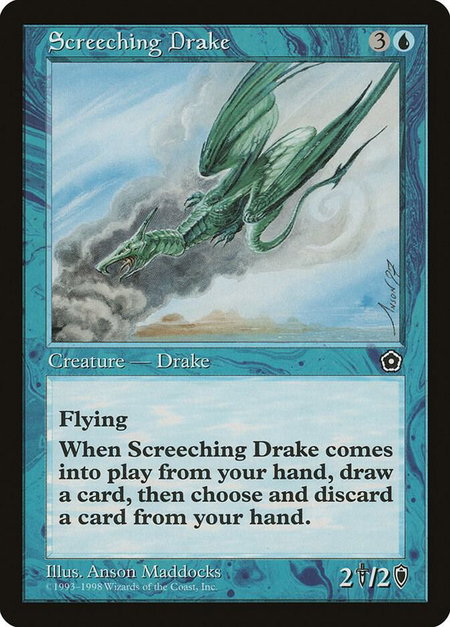 Screeching Drake - Portal Second Age Magic: The Gathering trading card