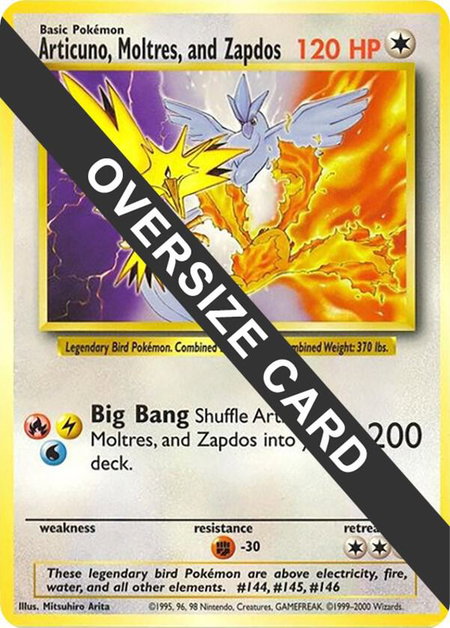 Articuno, Moltres, and Zapdos (Warner Bros. Promo) trading card from Jumbo Cards Articuno, Moltres, and Zapdos (Warner Bros. Promo) - Jumbo Cards Pokémon trading card