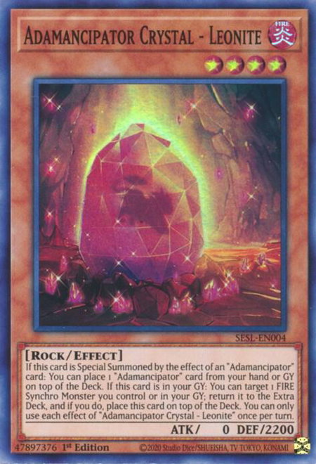Adamancipator Crystal - Leonite - Secret Slayers YuGiOh trading card